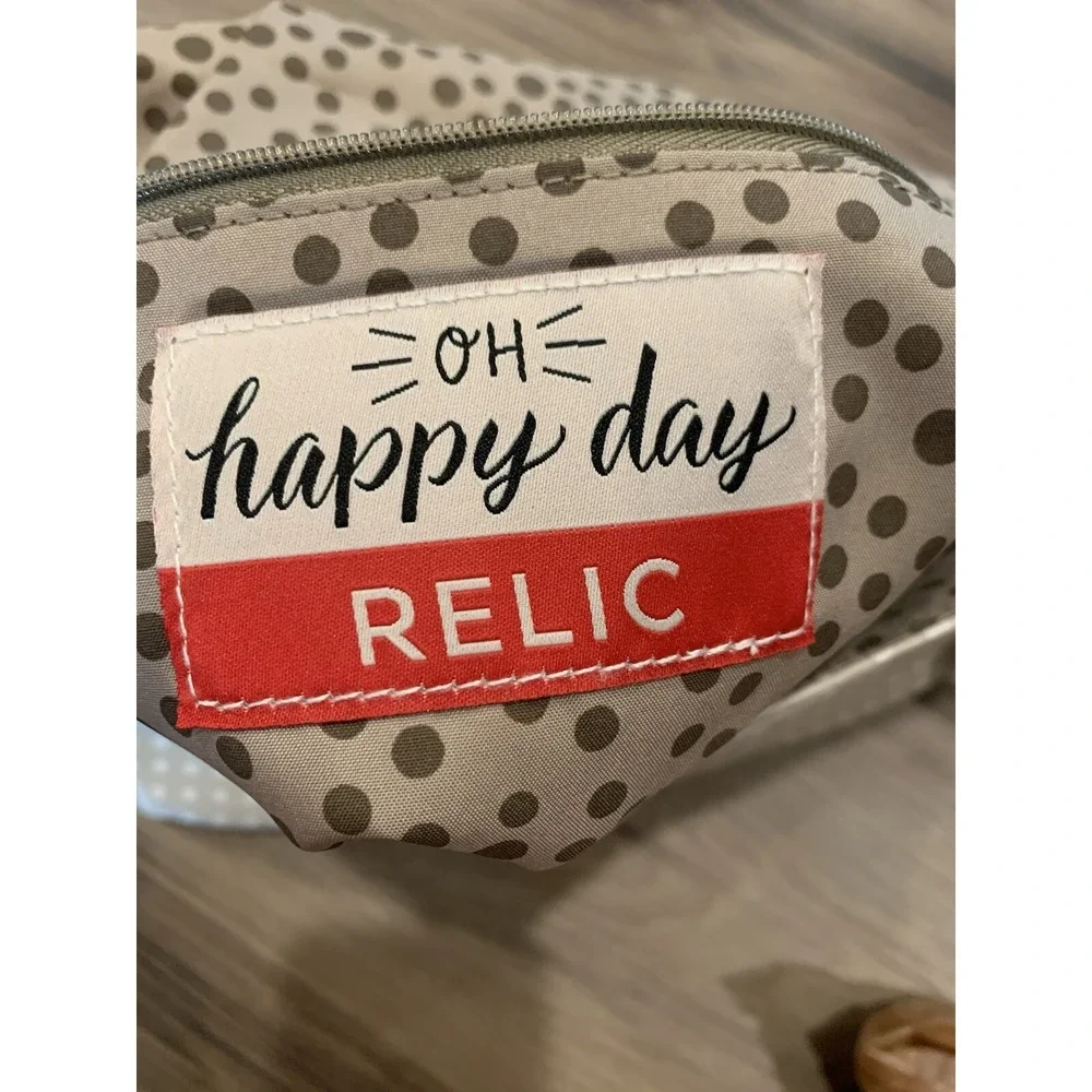 Relic Crossbody Bag Womens Medium Brown Cream‎ Polka Dot Faux Leather Messenger